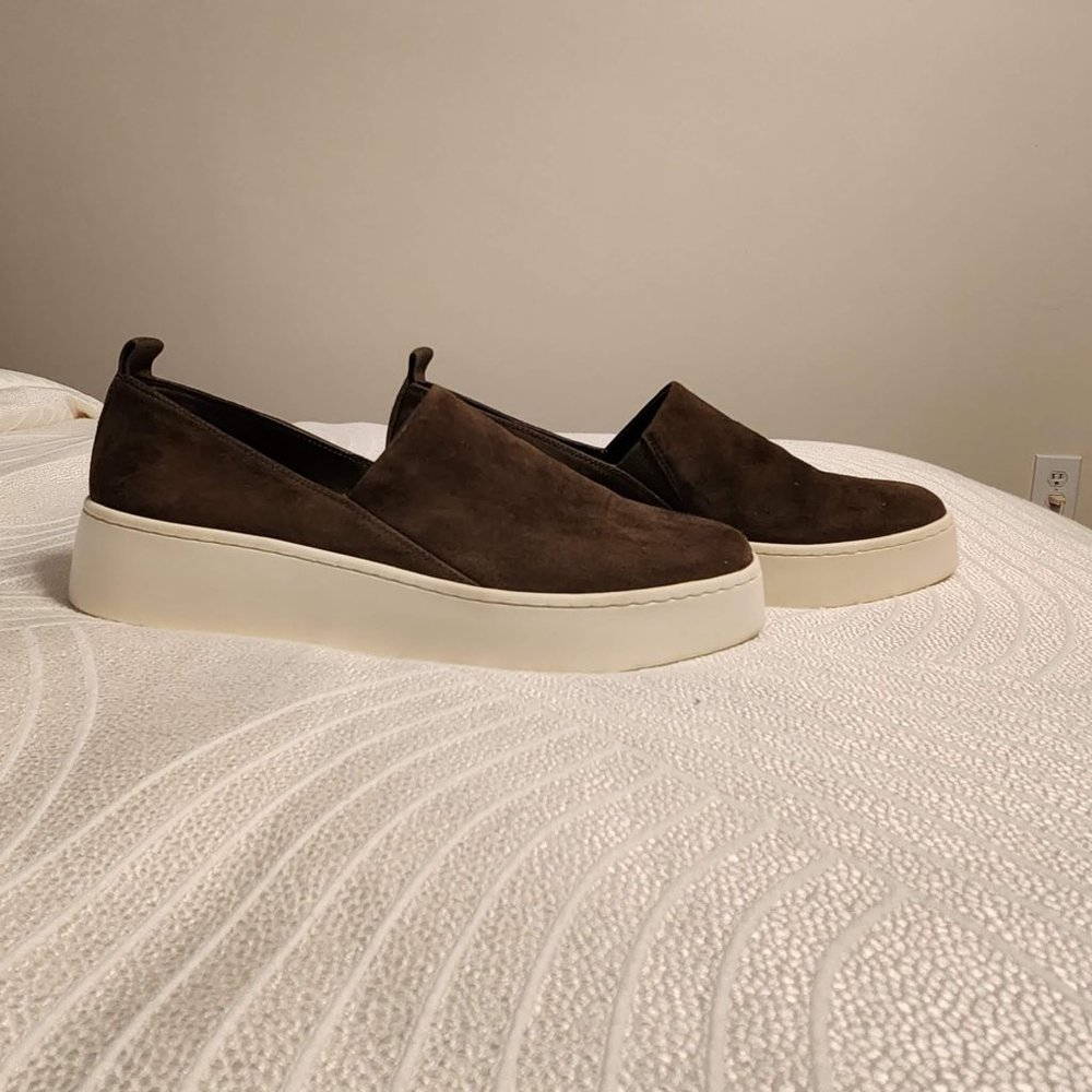 Vince Warren Olive Suede Platform Sneakers, Like New, size 8